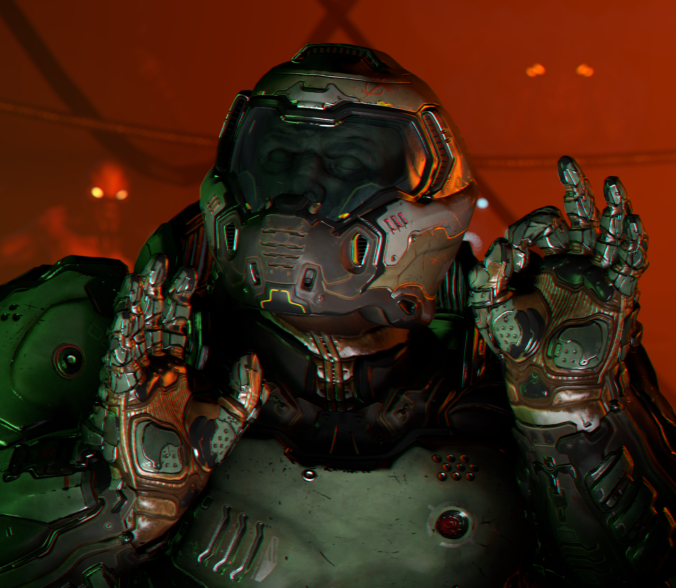 Courtesy Bethesda, id Software, and whomever posed this model of the Doomguy.